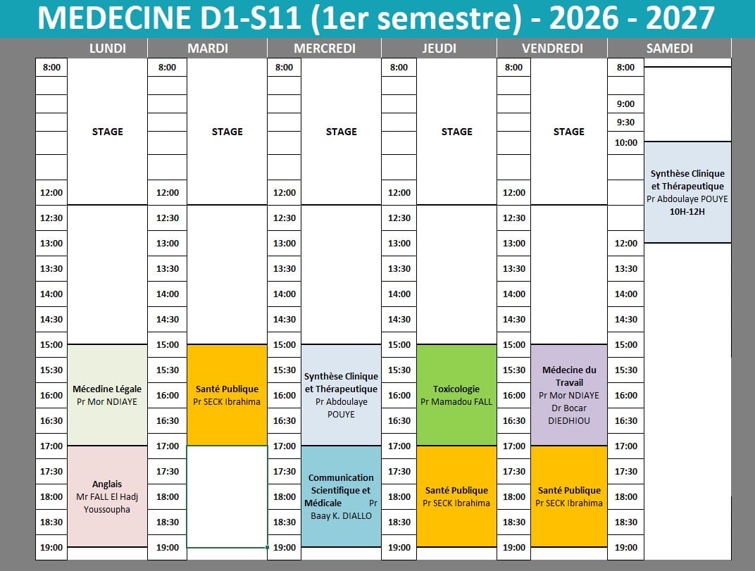 Emploi du temps D1