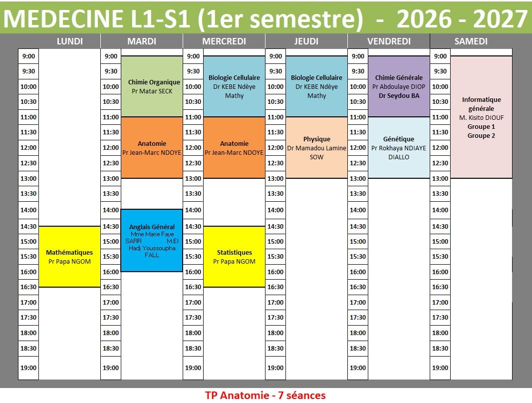 Emploi du temps L1