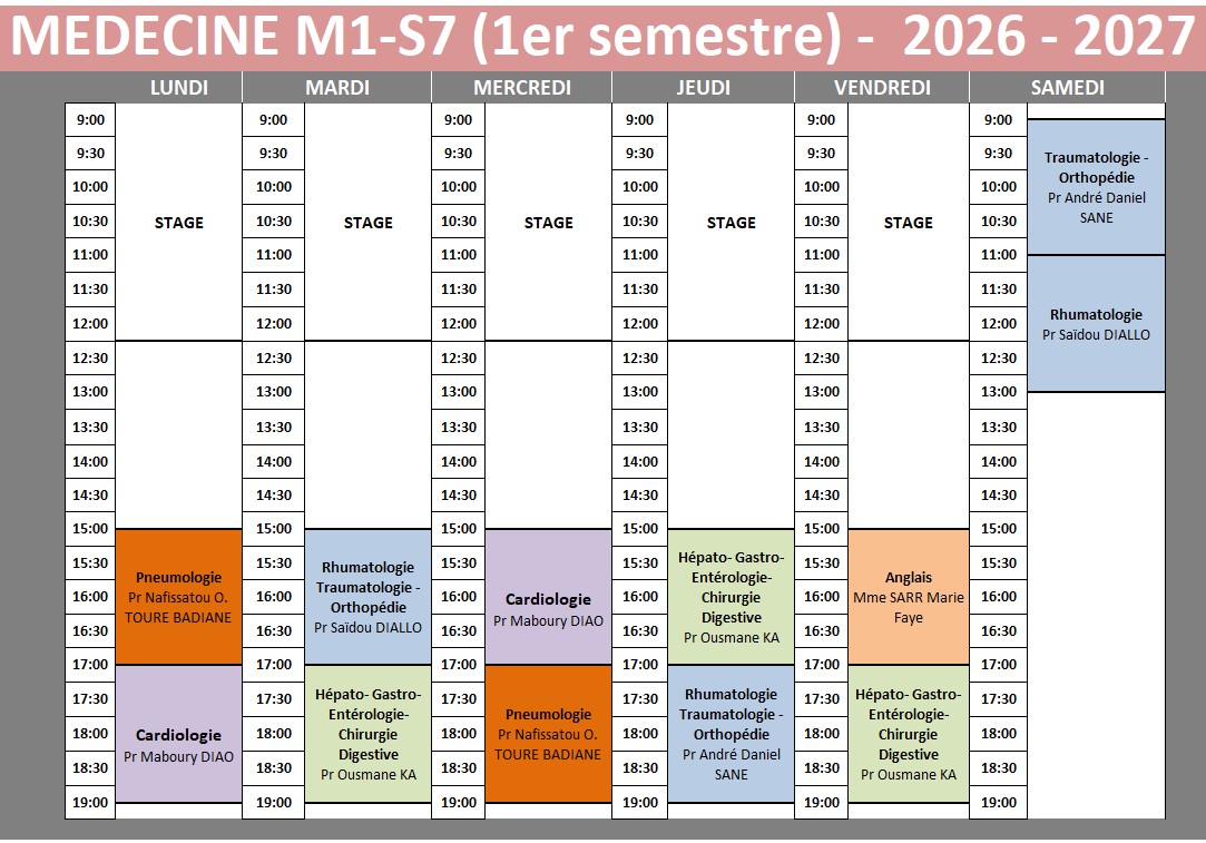 Emploi du temps M1