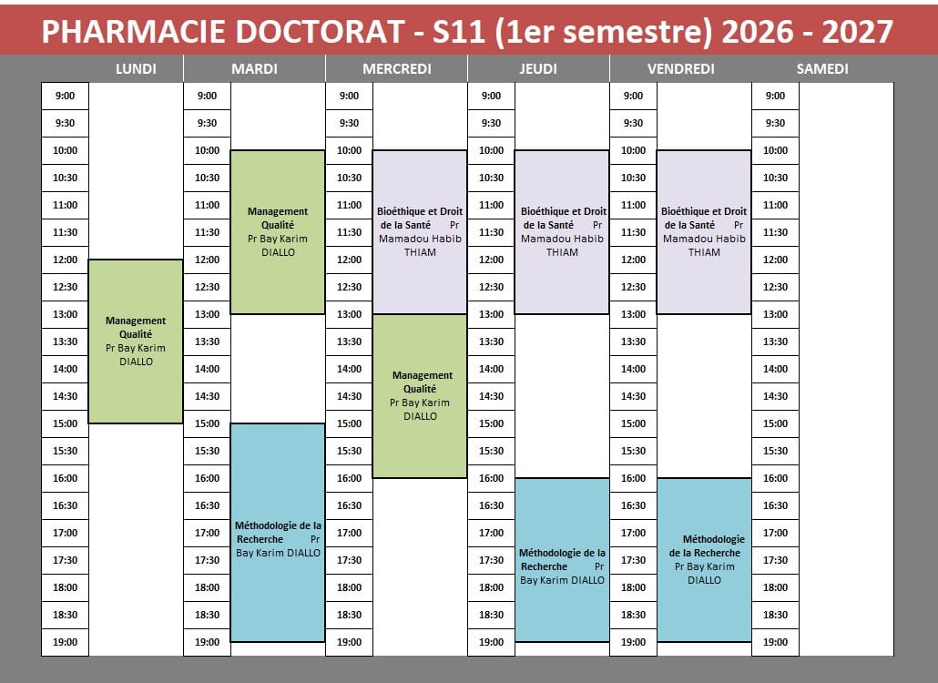Emploi du temps Doctorat