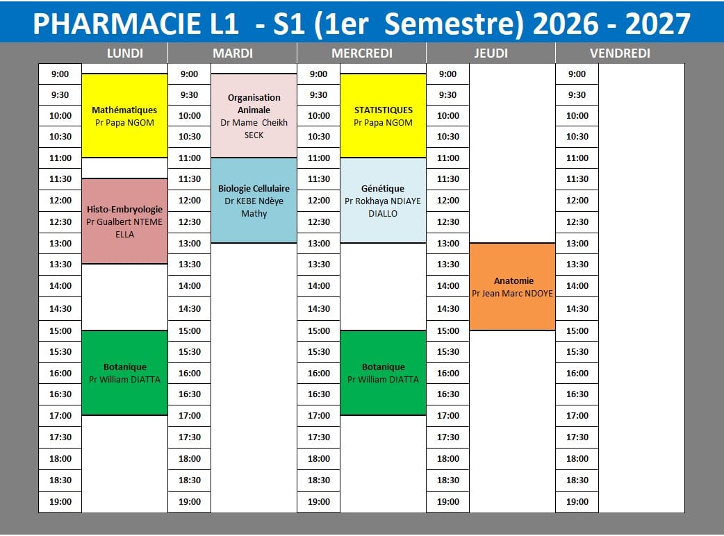 Emploi du temps L1