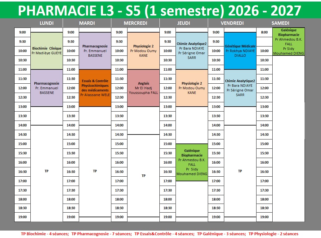 Emploi du temps L3