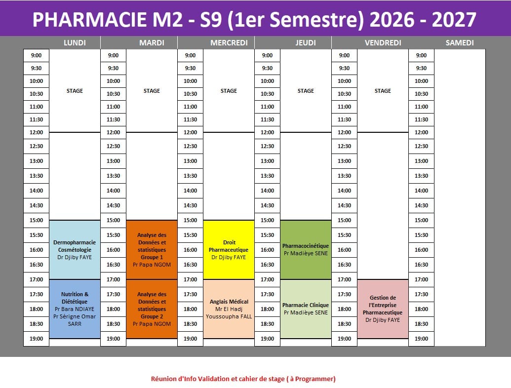 Emploi du temps M2